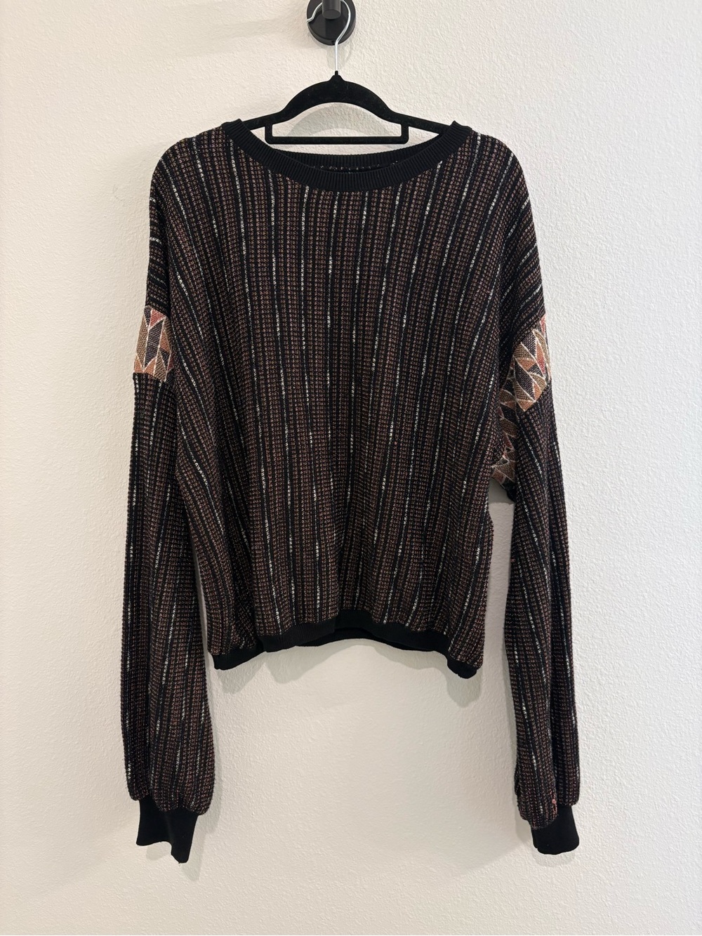 Urban Outfitters Womens Black Multicolor Knit Pullover Sweater